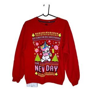 WWE The New Day Unicorn Ugly Christmas Sweater Small Xavier Woods Kofi Kingston